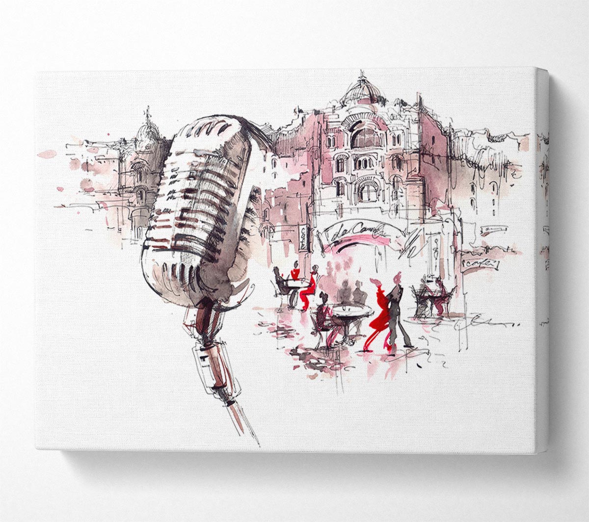 The Old Microphone Village Canvas Wall Art
