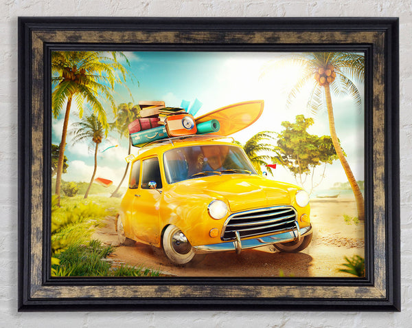 Yellow Classic Mini Trip Framed Print