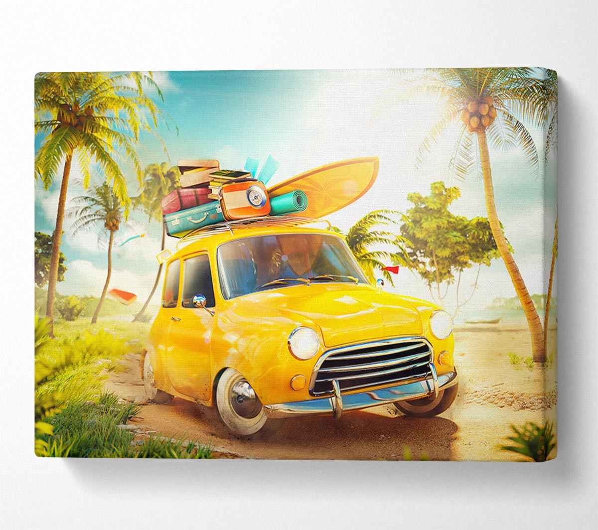 Yellow Classic Mini Trip Canvas Wall Art
