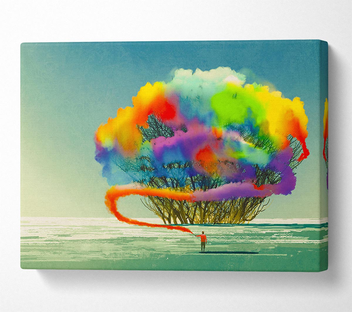 Trees Rainbow Cloud Canvas Wall Art