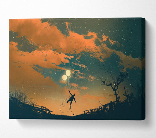 The Two Floating Light Balloons Canvas Wall Art