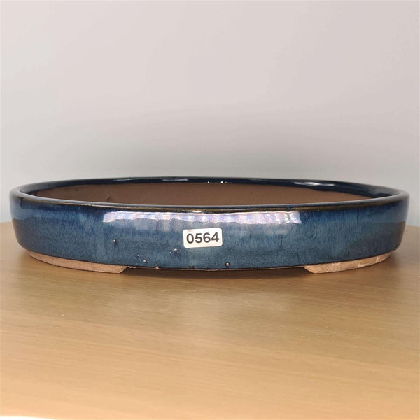 32cm Glazed Bonsai Pot | Oval | 32cm x 22cm x 4.5cm | Blue