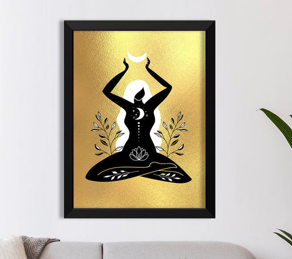 Moon Woman Celestial Gold Foil Print