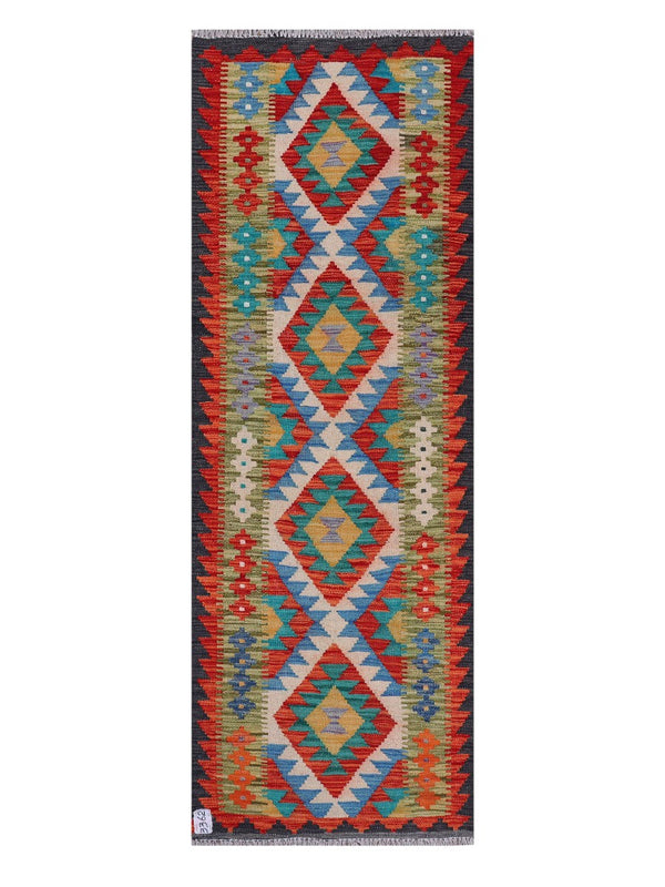Maimana Afghanistan Kilim Rug - 202 x71 cm