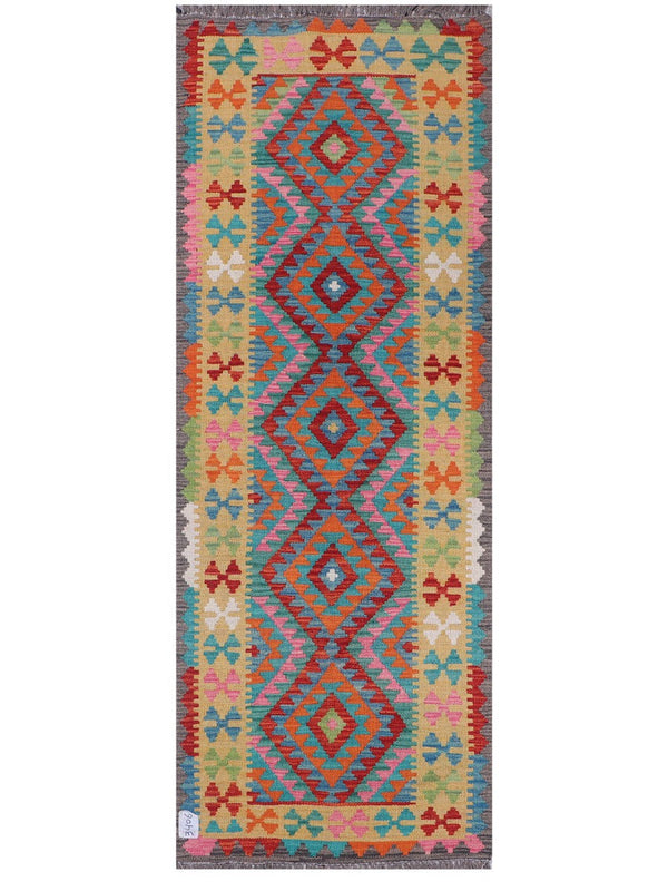 Maimana Afghanistan Kilim Rug - 202 x74 cm
