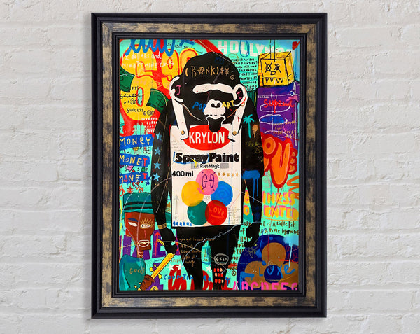 Banksy Chimp Planet Framed Print