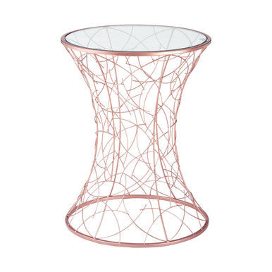 Lexa Glass Top Table With Rose Gold Finish Frame