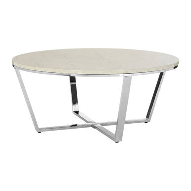 Allure Round White Faux Marble Coffee Table