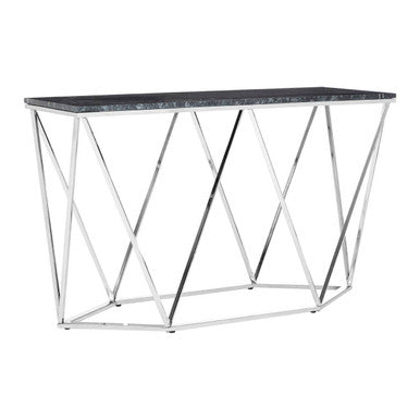 Allure Rectangular Black Marble Console Table.