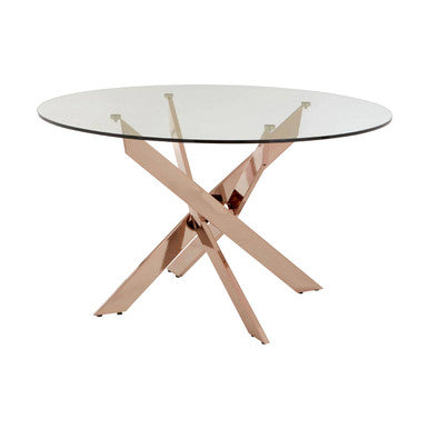 Allure Round Dining Table with  Intersected Rose Gold Legs