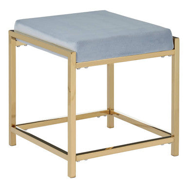 Allure Powder Blue Velvet And Gold Stool