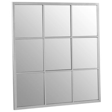 Descartes Square Design Silver Finish Frame Wall Mirror
