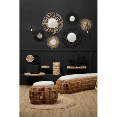 Batu Natural Rattan Round Wall Mirror