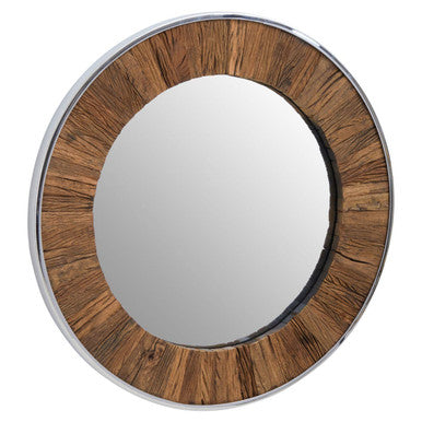Kerala Natural Wood Round Wall Mirror