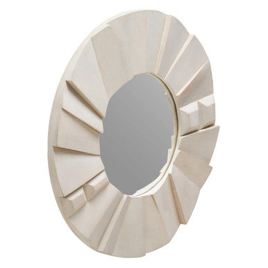 Sita Mango Wood Abstract Design Round Wall Mirror