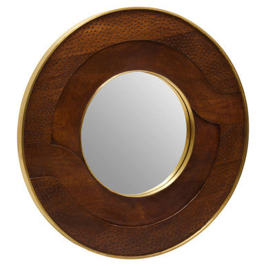 Siva Mango Wood Natural Round Wall Mirror