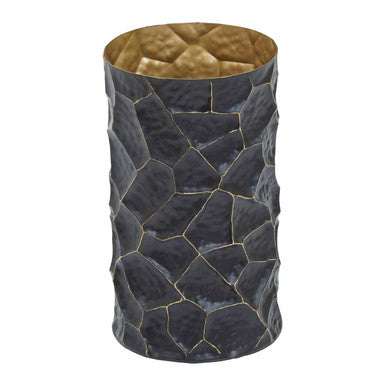 Akola Small Metal Vase In Black And Gold