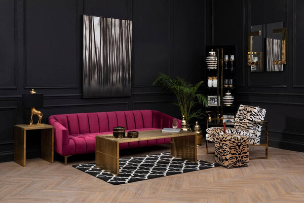 Bella 3 Seat Wine Velvet Sofa