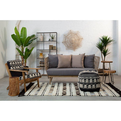 Cefena Black Pouffe