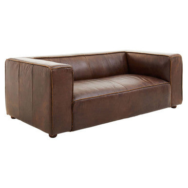 King Two Seater Mexico Brown Leather Sofa