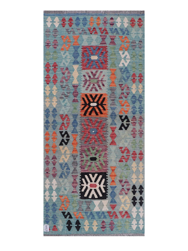 Maimana Afghanistan Kilim Rug - 196 x88 cm