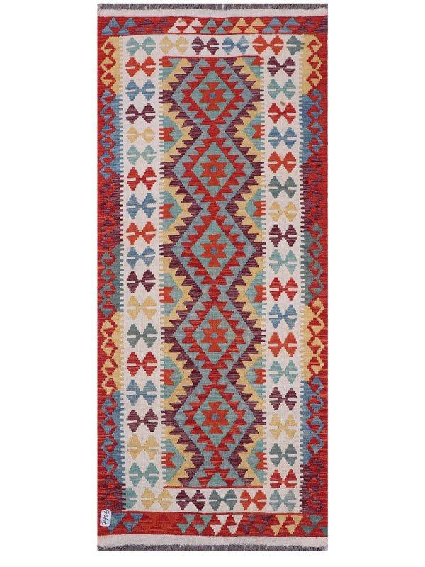 Maimana Afghanistan Kilim Rug - 204 x86 cm