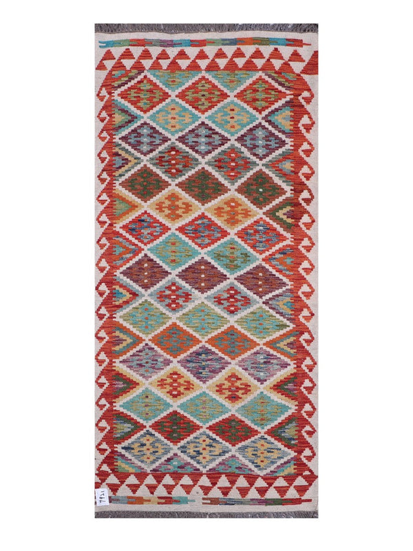 Maimana Afghanistan Kilim Rug - 192 x87 cm
