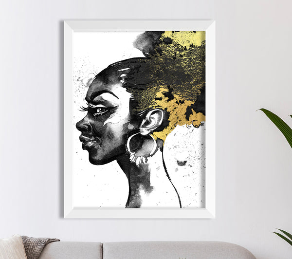 Watercolour Woman Gold Foil Print