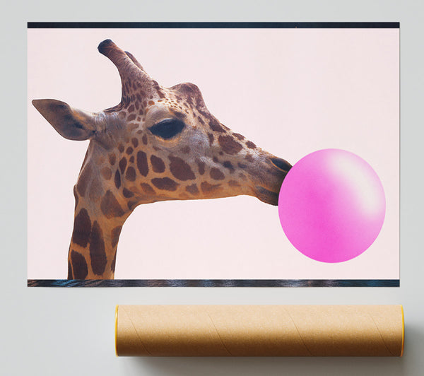 Giraffe Bubblegum Poster