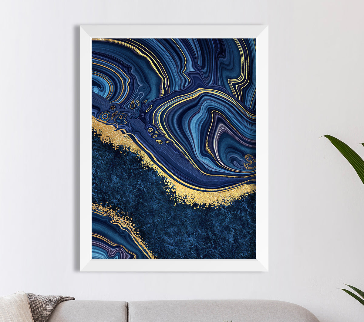 Abstract Blues Stone Gold Foil Print WallartDirect