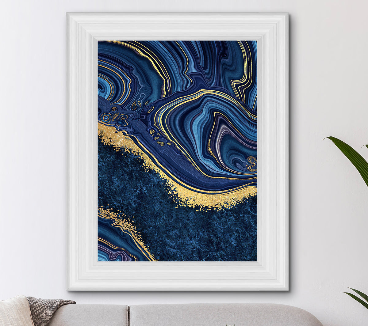 Abstract Blues Stone Gold Foil Print WallartDirect