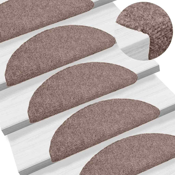 15 pcs Self-adhesive Stair Mats Needle Punch 56x17x3 cm Cream