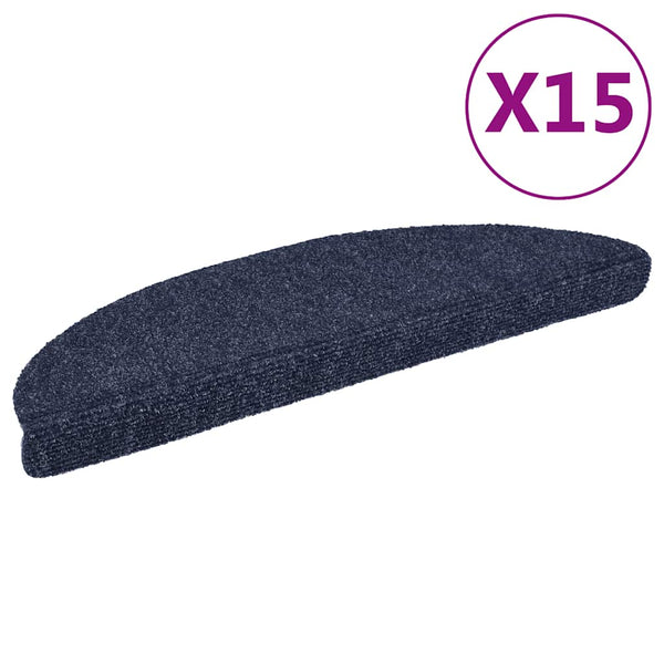 15 pcs Self-adhesive Stair Mats Needle Punch 56x17x3 cm Blue