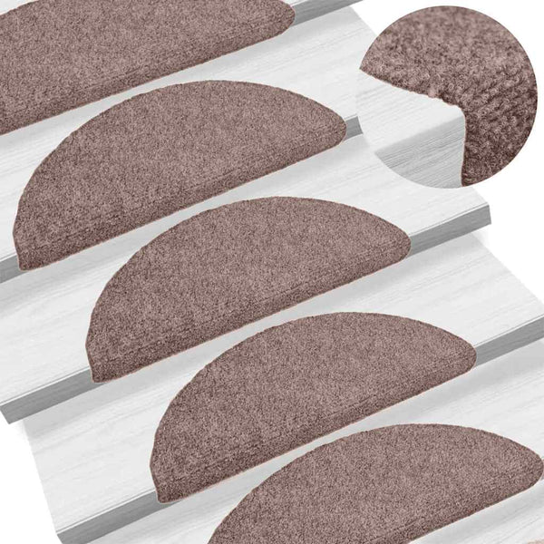 15 pcs Self-adhesive Stair Mats Needle Punch 65x21x4 cm Cream