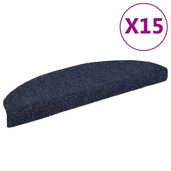 15 pcs Self-adhesive Stair Mats Needle Punch 65x21x4 cm Blue