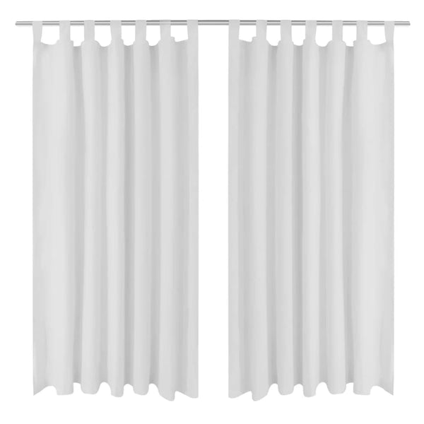 2 pcs White Micro-Satin Curtains with Loops 140 x 175 cm