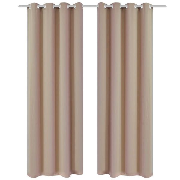 2 pcs Cream Blackout Curtains with Metal Rings 135 x 245 cm