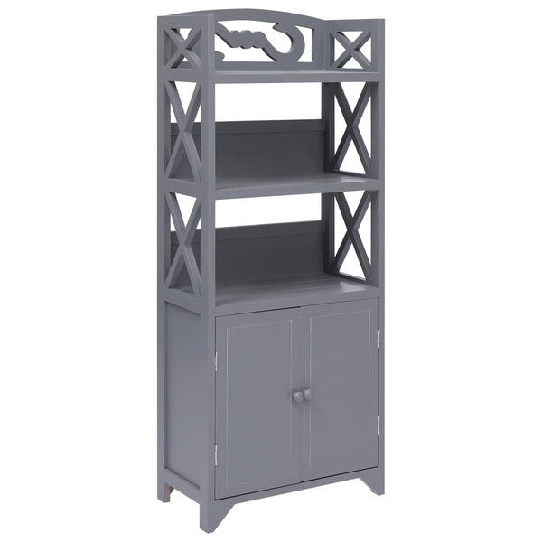 Bathroom Cabinet Grey 46x24x116 cm Paulownia Wood