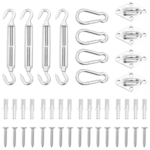 12 Piece Sunshade Sail Accessory Set Stainless Steel