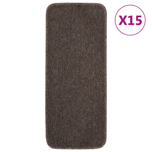 Anti Slip Stair Mats 15 pcs 60x25 cm Brown Rectangular