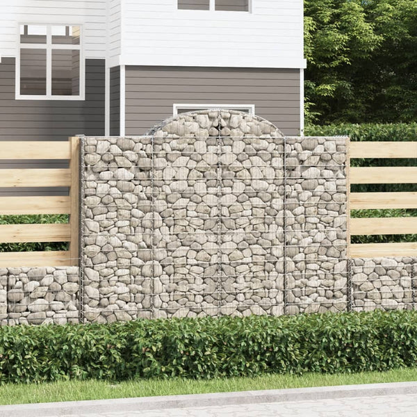 Arched Gabion Baskets 14 pcs 200x50x160/180 cm Galvanised Iron