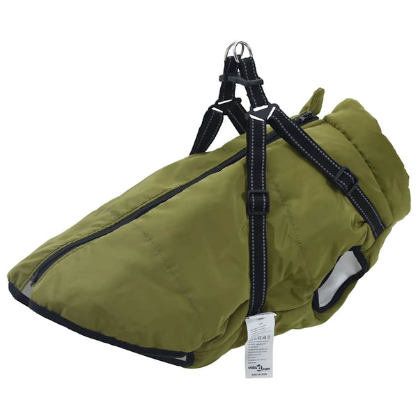 Dog Coat with Harness Waterproof Reflective Army Green 4XL