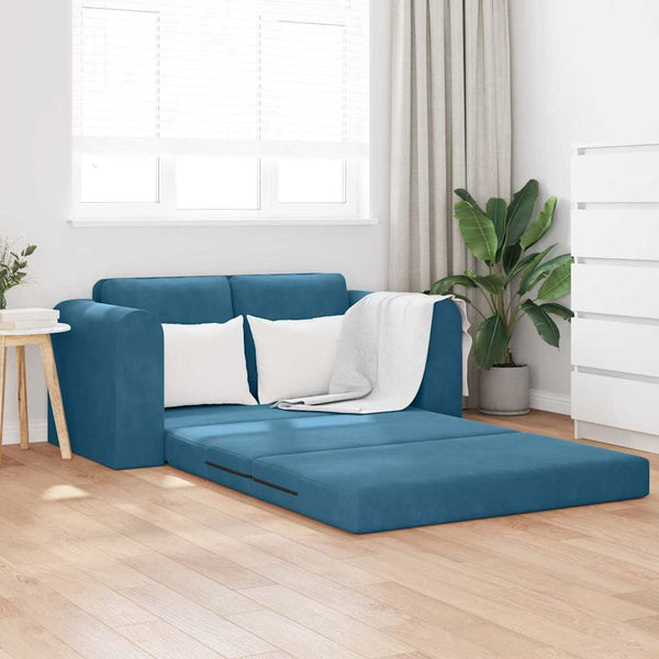 Floor Sofa Bed 2-in-1 Blue 148x71x83 cm Velvet