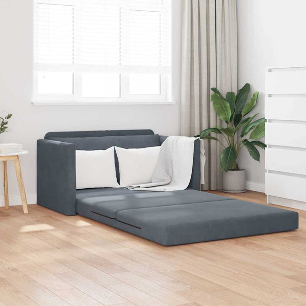 Floor Sofa Bed 2-in-1 Dark Grey 124x204x61 cm Velvet
