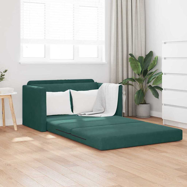 Floor Sofa Bed 2-in-1 Dark Green 124x204x61 cm Velvet