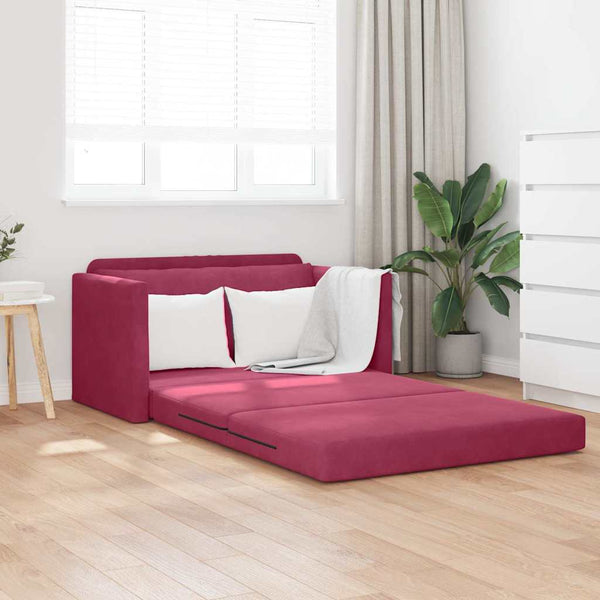 Floor Sofa Bed 2-in-1 Wine Red 124x204x61 cm Velvet
