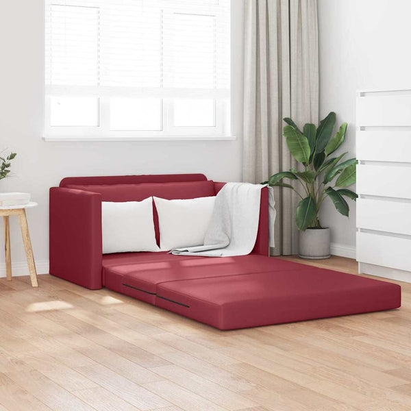Floor Sofa Bed 2-in-1 Wine Red 124x71x78 cm Artificial Leather