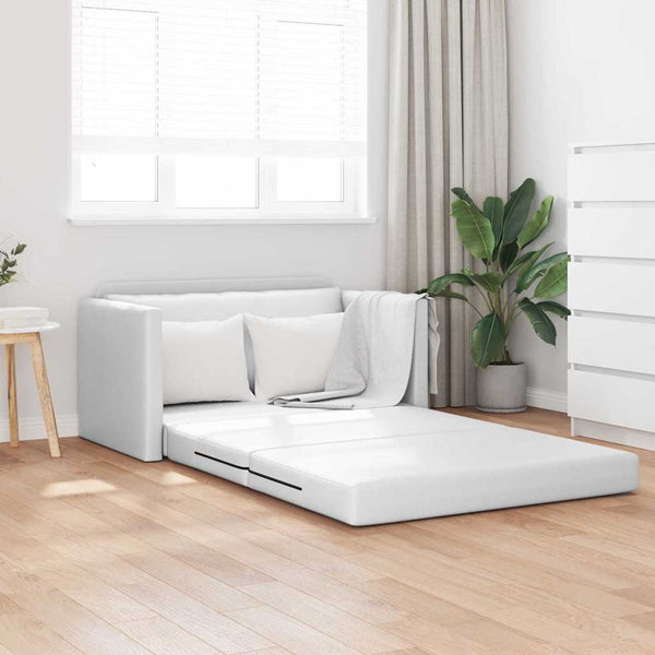 Floor Sofa Bed 2-in-1 White 124x71x78 cm Artificial Leather