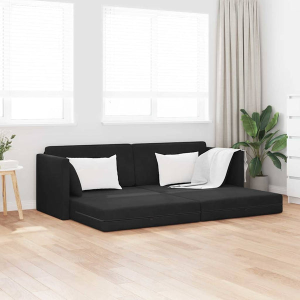 Floor Sofa Bed 2-in-1 Black 213x144x60 cm Velvet