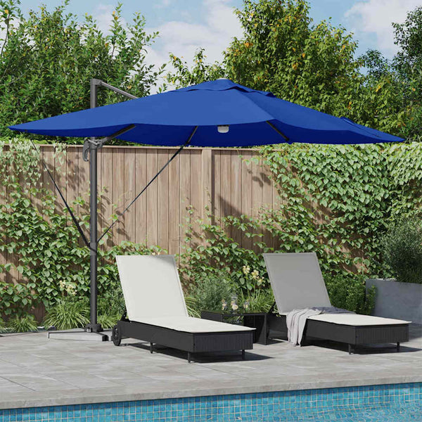 Azure Blue Cantilever Umbrella Azure blue Polyester canopy Large